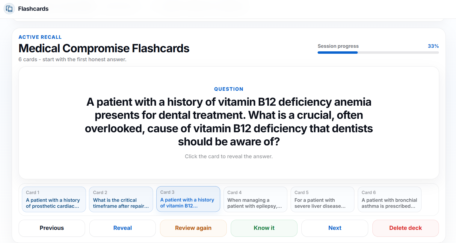 Create flashcard deck in DentAIstudy