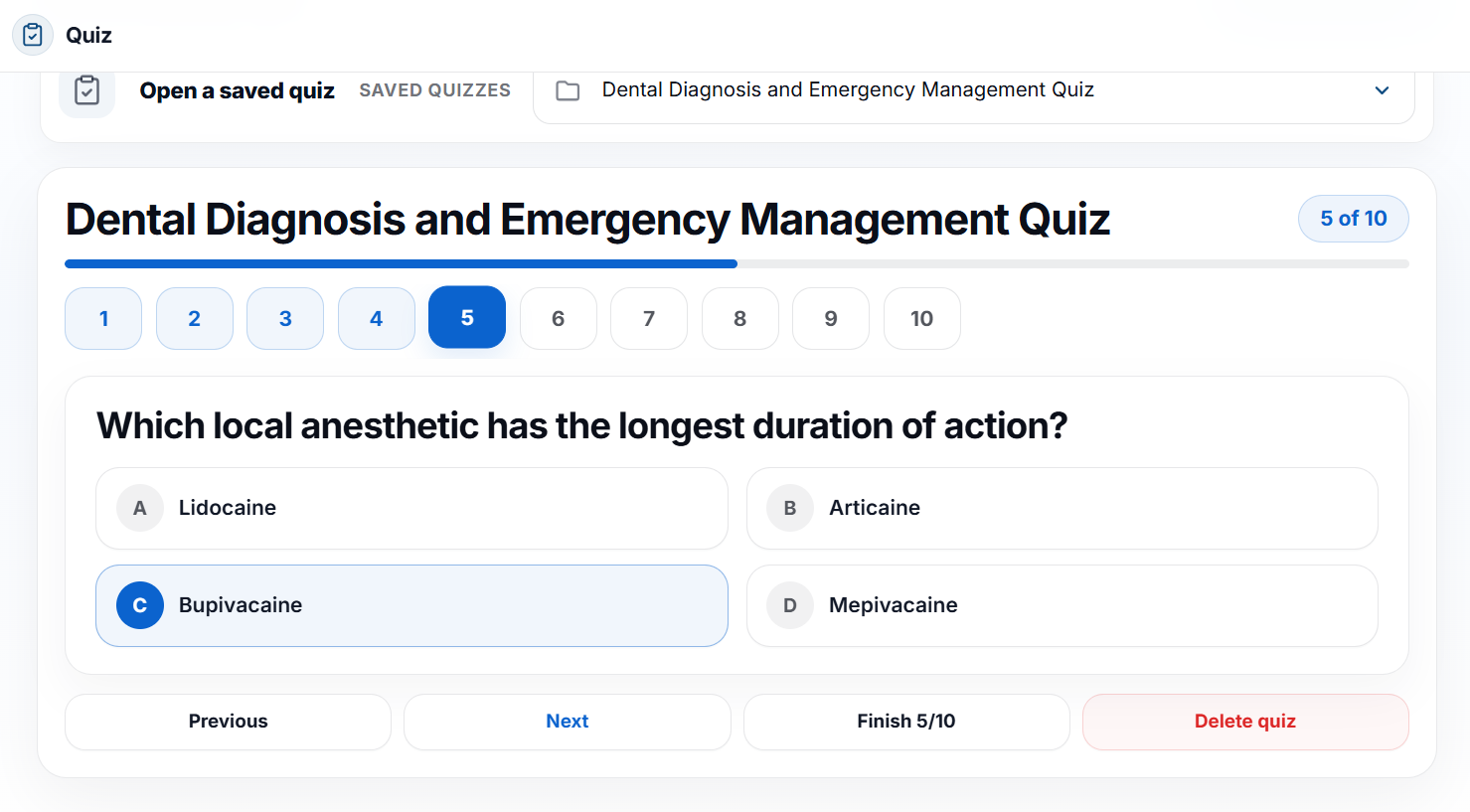 Create quiz in DentAIstudy