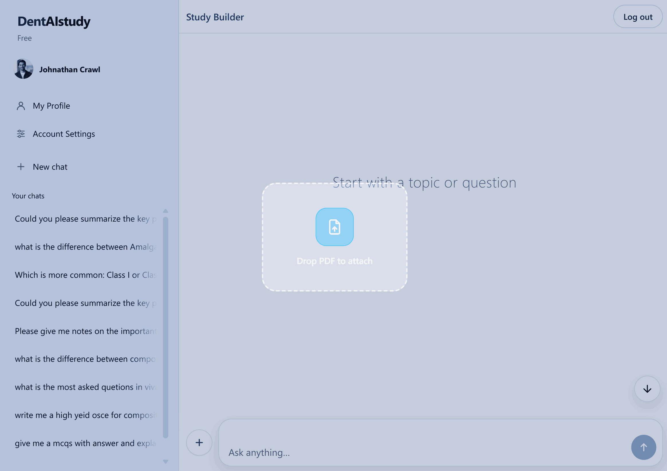 Attach PDF or start with a topic in Study Builder