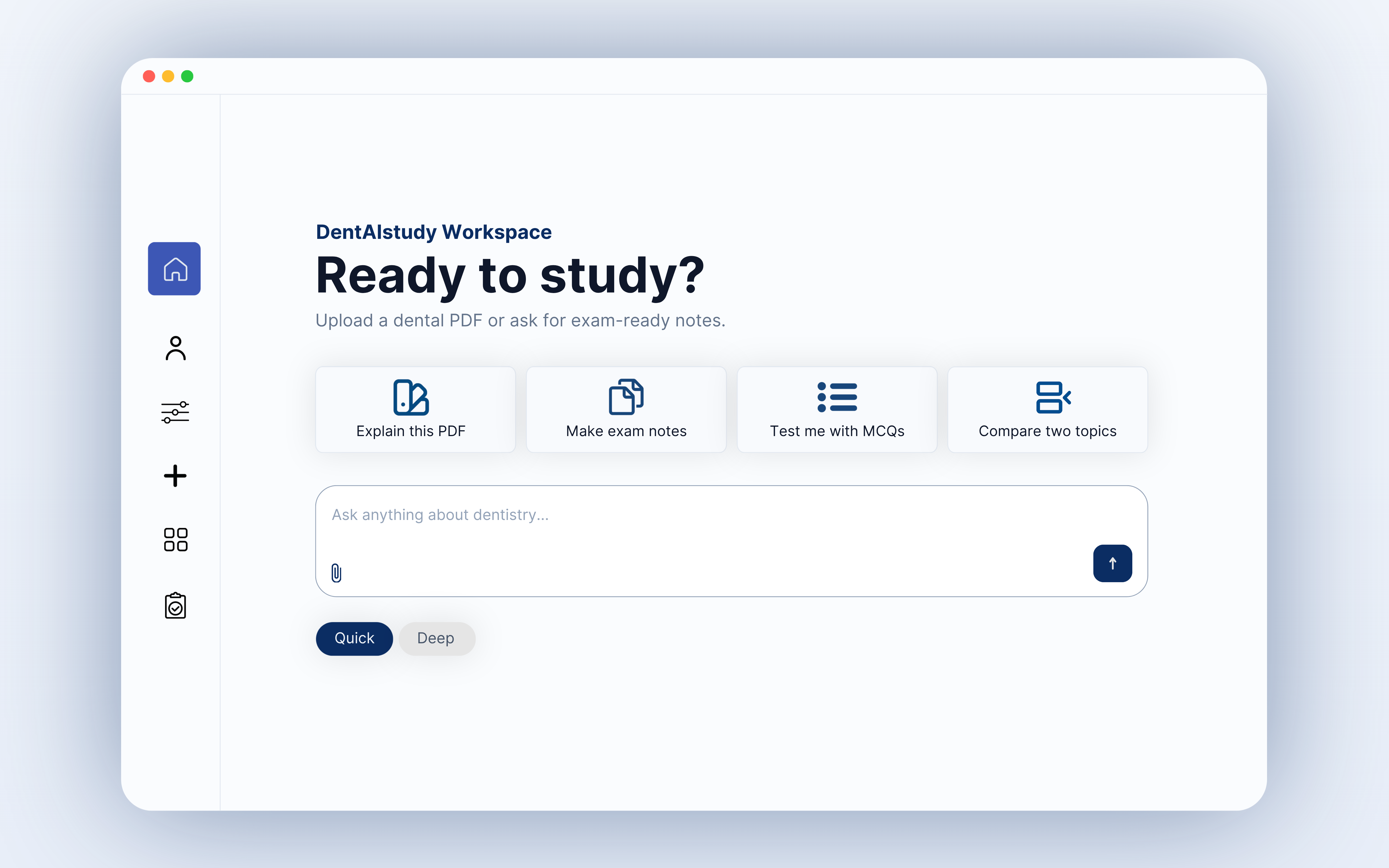 DentAIstudy Study Builder workspace preview