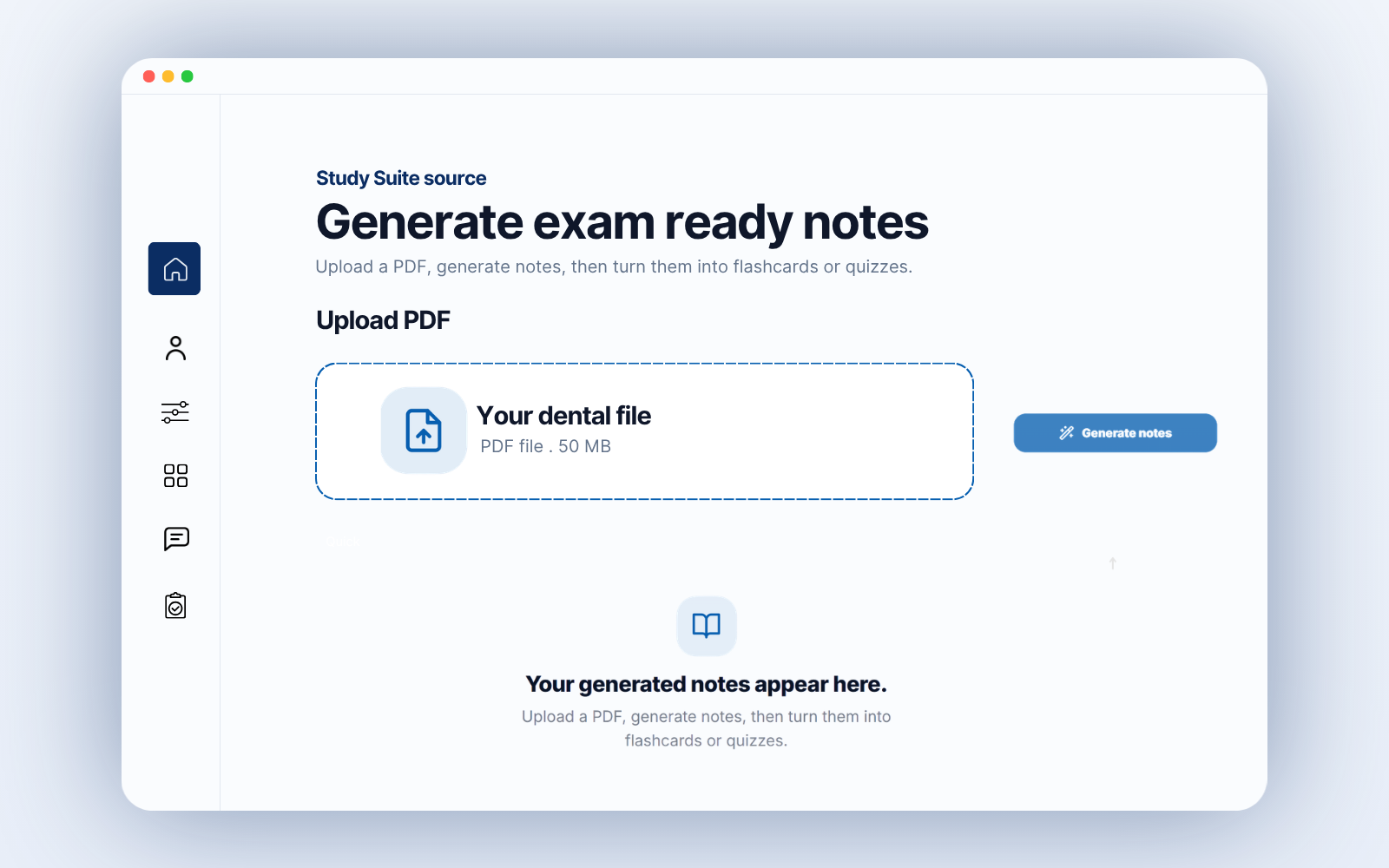 DentAIstudy Notes workspace preview